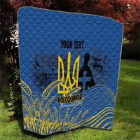 Personalized Holodomor Memorial Day Quilt Ukrainian Trident And Wheat Remembrance - Wonder Print Shop