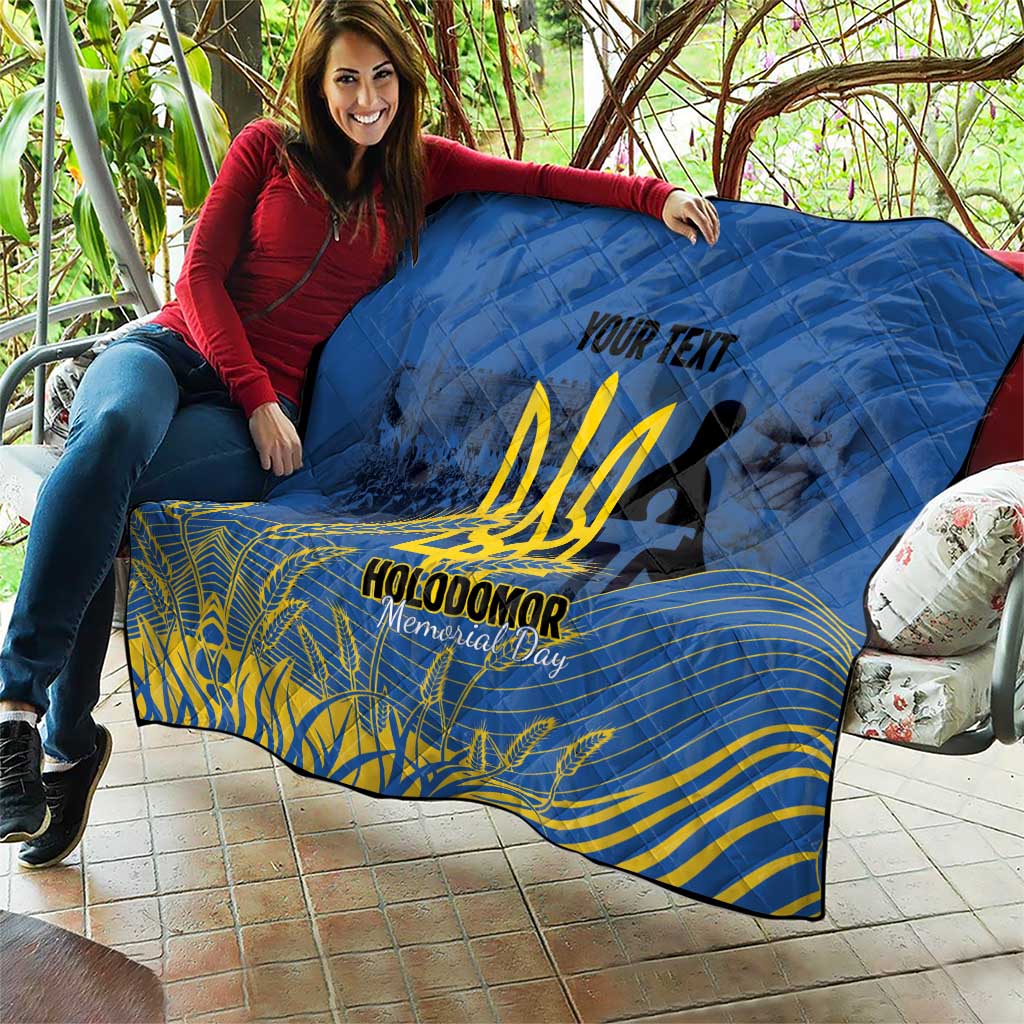 Personalized Holodomor Memorial Day Quilt Ukrainian Trident And Wheat Remembrance - Wonder Print Shop