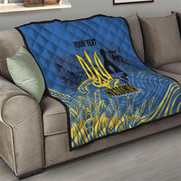 Personalized Holodomor Memorial Day Quilt Ukrainian Trident And Wheat Remembrance - Wonder Print Shop