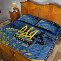 Personalized Holodomor Memorial Day Quilt Bed Set Ukrainian Trident And Wheat Remembrance - Wonder Print Shop