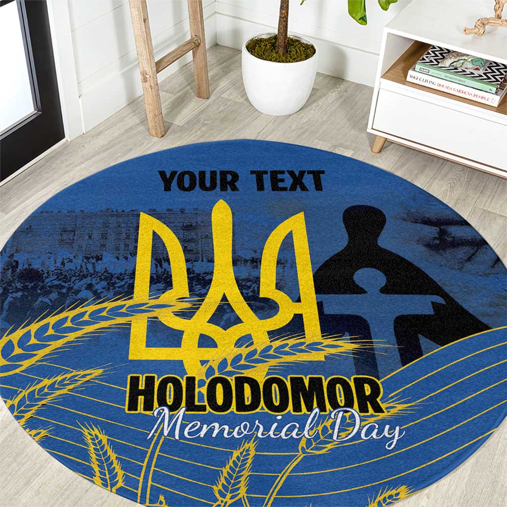 Personalized Holodomor Memorial Day Round Carpet Ukrainian Trident And Wheat Remembrance - Wonder Print Shop
