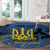 Personalized Holodomor Memorial Day Round Carpet Ukrainian Trident And Wheat Remembrance - Wonder Print Shop
