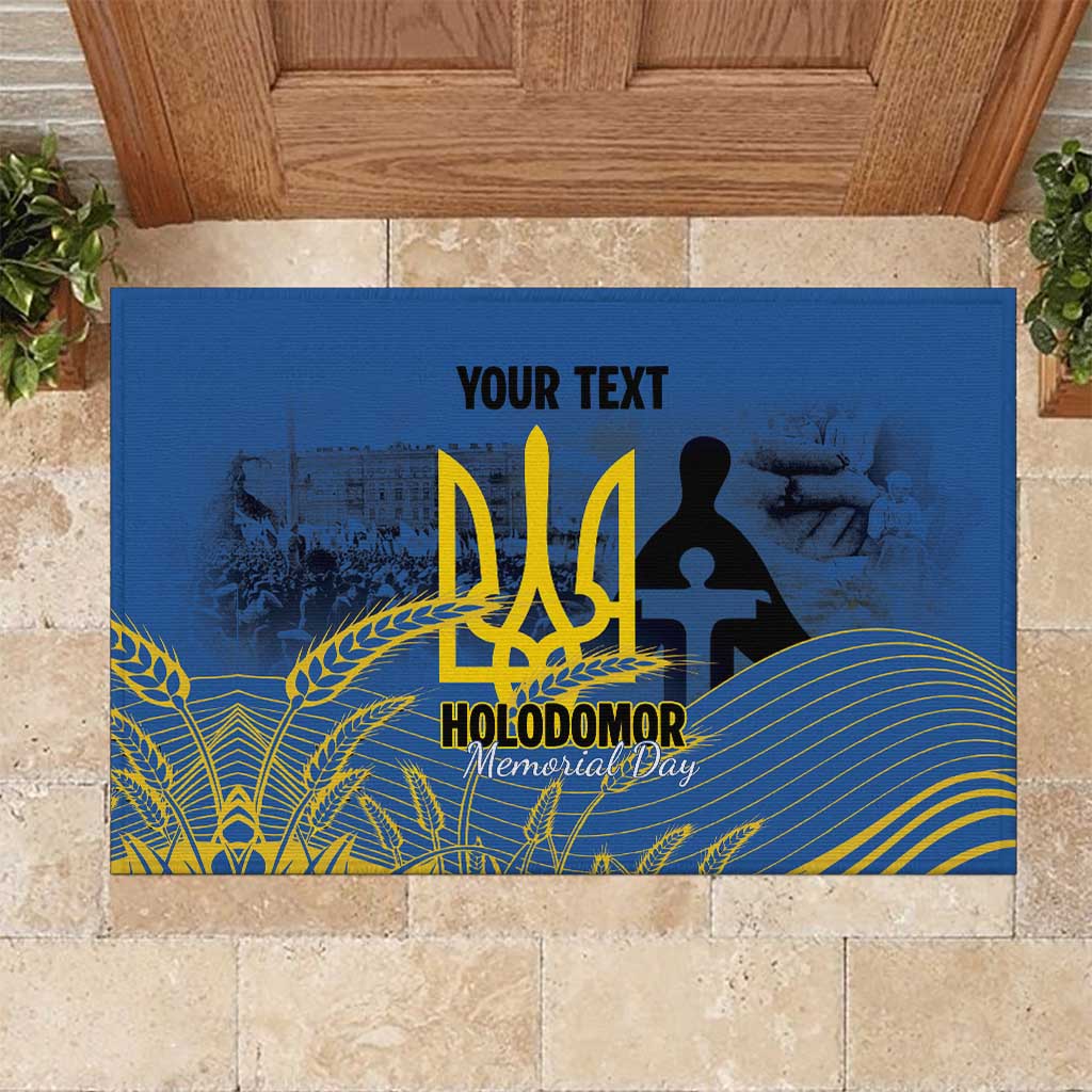Personalized Holodomor Memorial Day Rubber Doormat Ukrainian Trident And Wheat Remembrance - Wonder Print Shop
