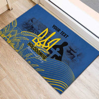 Personalized Holodomor Memorial Day Rubber Doormat Ukrainian Trident And Wheat Remembrance - Wonder Print Shop