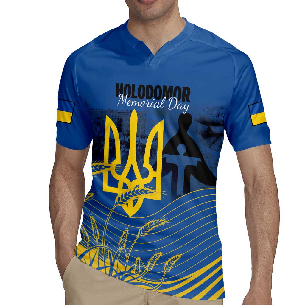 Personalized Holodomor Memorial Day Rugby Jersey Ukrainian Trident And Wheat Remembrance - Wonder Print Shop