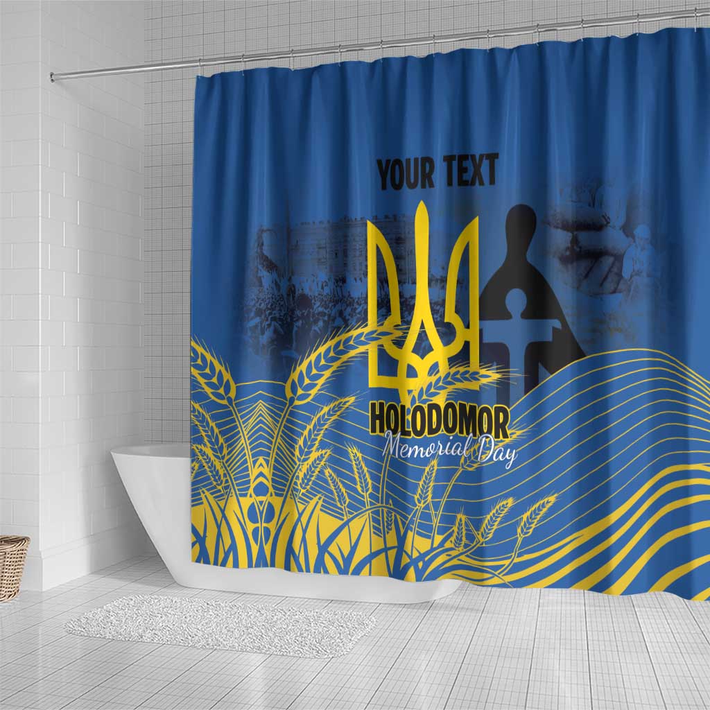 Personalized Holodomor Memorial Day Shower Curtain Ukrainian Trident And Wheat Remembrance - Wonder Print Shop