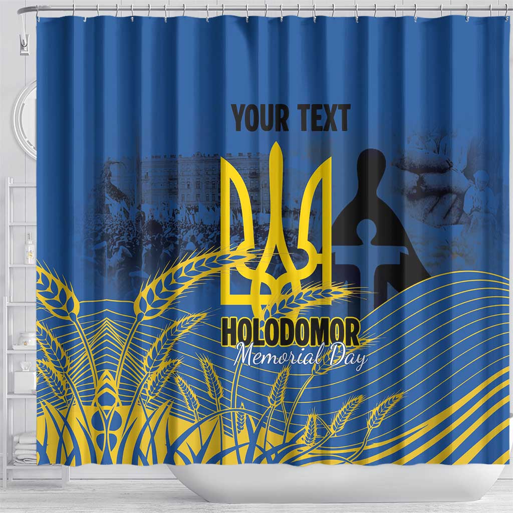 Personalized Holodomor Memorial Day Shower Curtain Ukrainian Trident And Wheat Remembrance - Wonder Print Shop