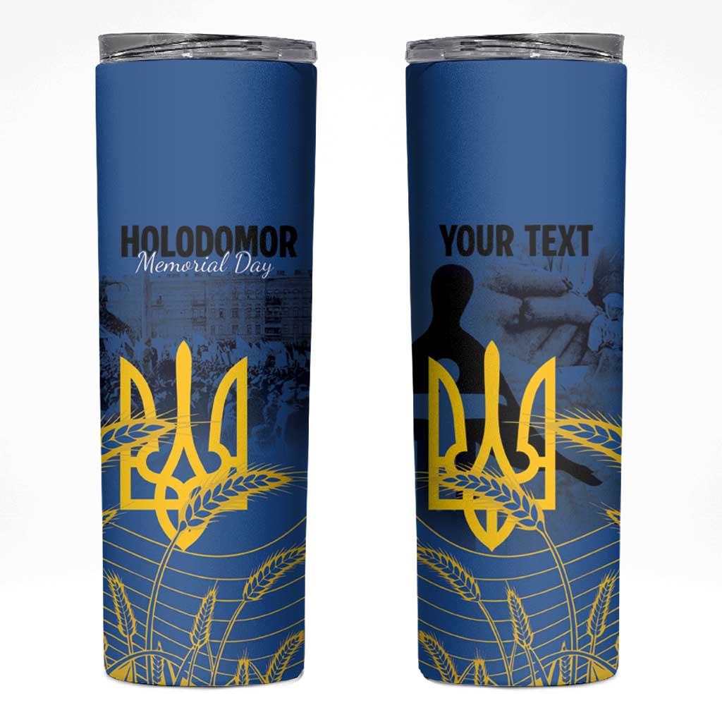 Personalized Holodomor Memorial Day Skinny Tumbler Ukrainian Trident And Wheat Remembrance - Wonder Print Shop