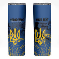 Personalized Holodomor Memorial Day Skinny Tumbler Ukrainian Trident And Wheat Remembrance - Wonder Print Shop
