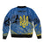 Personalized Holodomor Memorial Day Sleeve Zip Bomber Jacket Ukrainian Trident And Wheat Remembrance - Wonder Print Shop