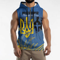 Personalized Holodomor Memorial Day Sleeveless Zip Hoodie Ukrainian Trident And Wheat Remembrance - Wonder Print Shop