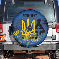 Personalized Holodomor Memorial Day Spare Tire Cover Ukrainian Trident And Wheat Remembrance - Wonder Print Shop