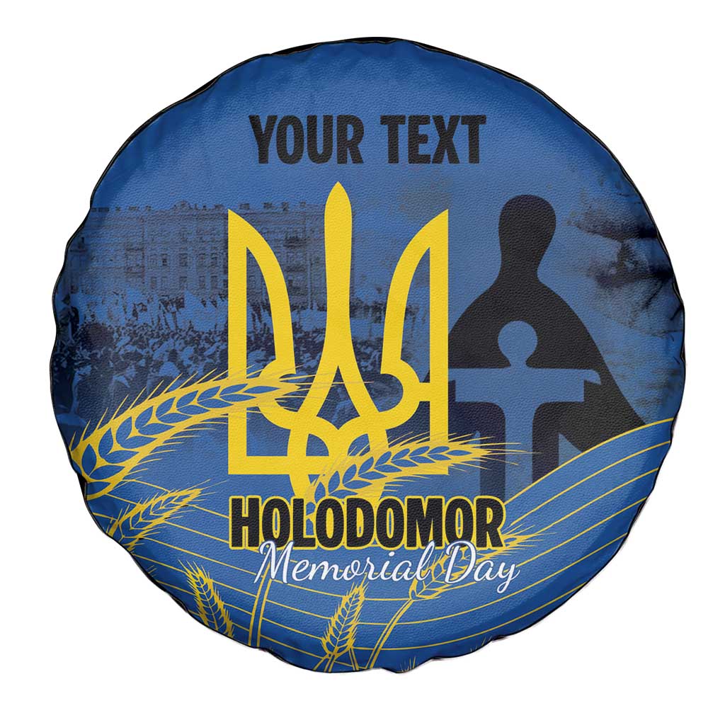 Personalized Holodomor Memorial Day Spare Tire Cover Ukrainian Trident And Wheat Remembrance - Wonder Print Shop