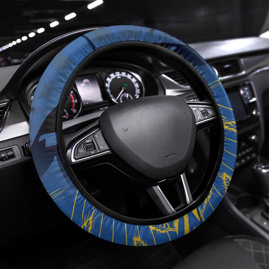Holodomor Memorial Day Steering Wheel Cover Ukrainian Trident And Wheat Remembrance - Wonder Print Shop