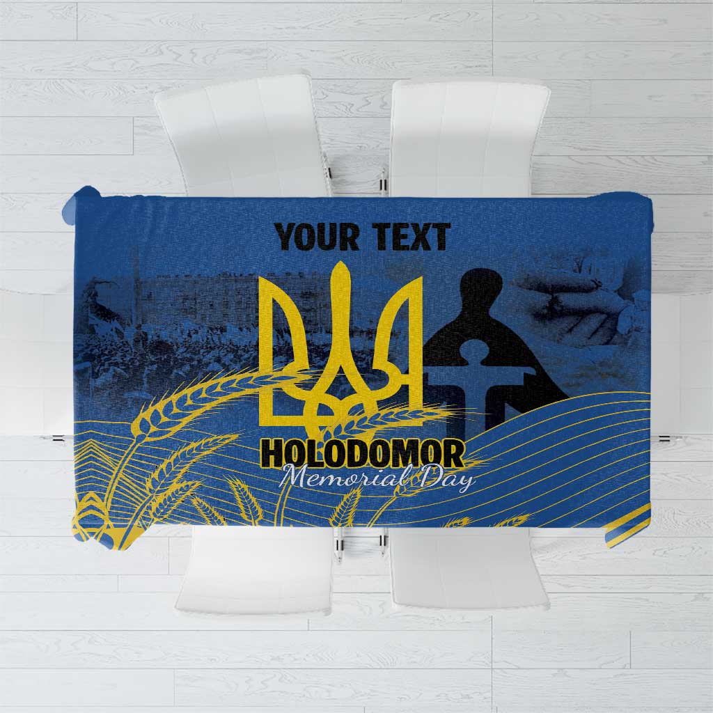 Personalized Holodomor Memorial Day Tablecloth Ukrainian Trident And Wheat Remembrance - Wonder Print Shop