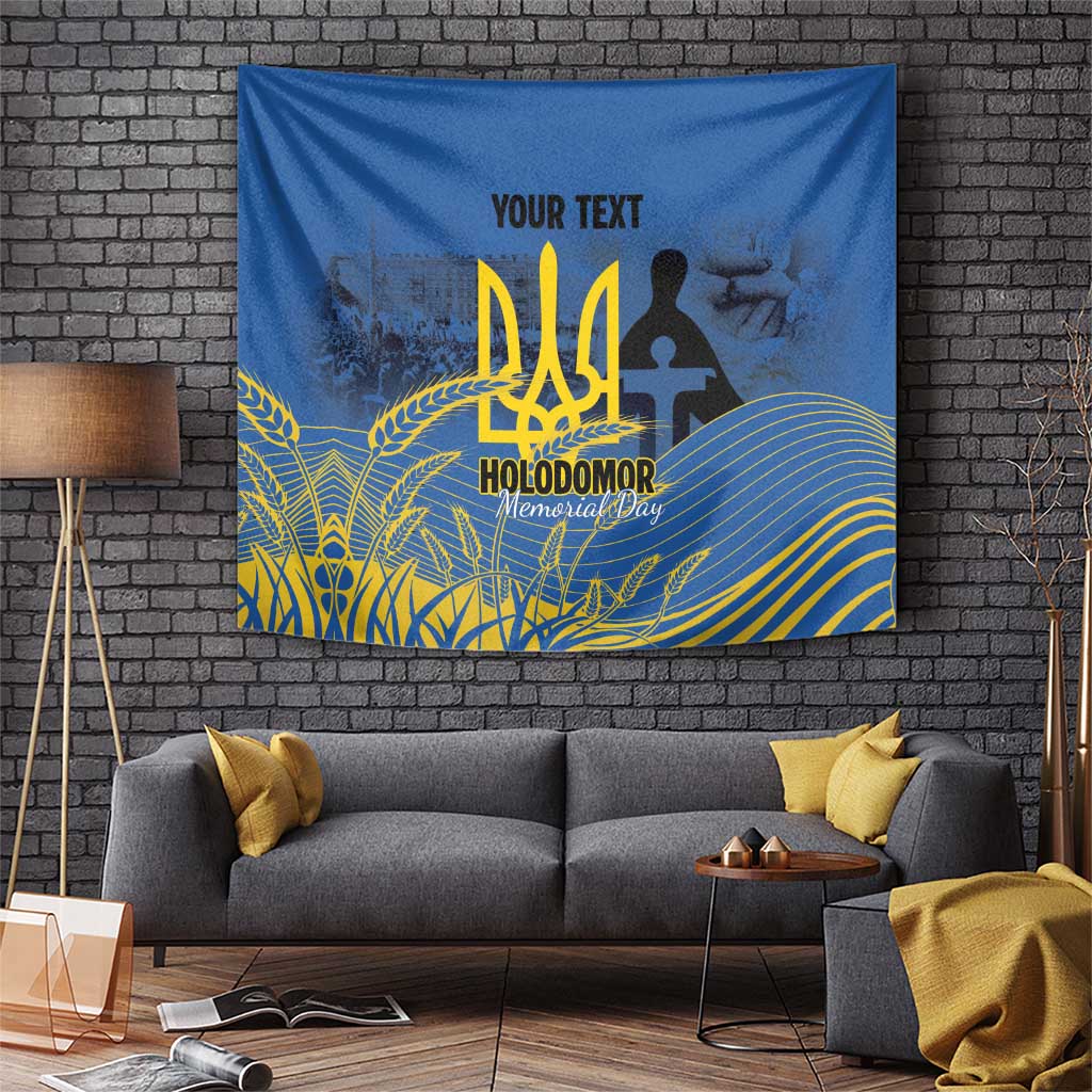 Personalized Holodomor Memorial Day Tapestry Ukrainian Trident And Wheat Remembrance - Wonder Print Shop