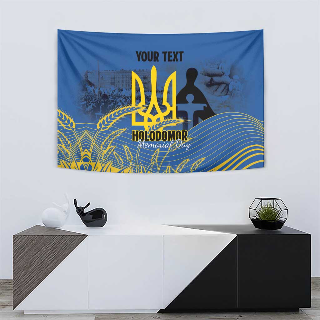 Personalized Holodomor Memorial Day Tapestry Ukrainian Trident And Wheat Remembrance - Wonder Print Shop