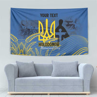Personalized Holodomor Memorial Day Tapestry Ukrainian Trident And Wheat Remembrance - Wonder Print Shop