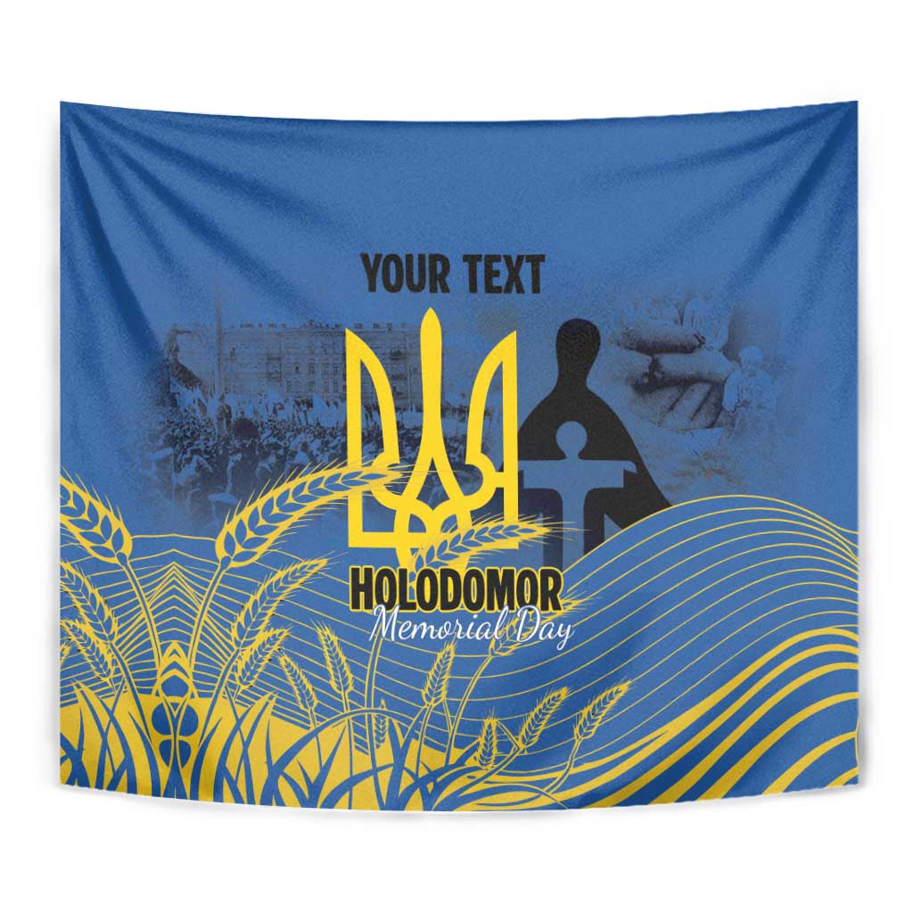 Personalized Holodomor Memorial Day Tapestry Ukrainian Trident And Wheat Remembrance - Wonder Print Shop