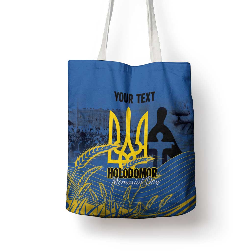 Personalized Holodomor Memorial Day Tote Bag Ukrainian Trident And Wheat Remembrance - Wonder Print Shop
