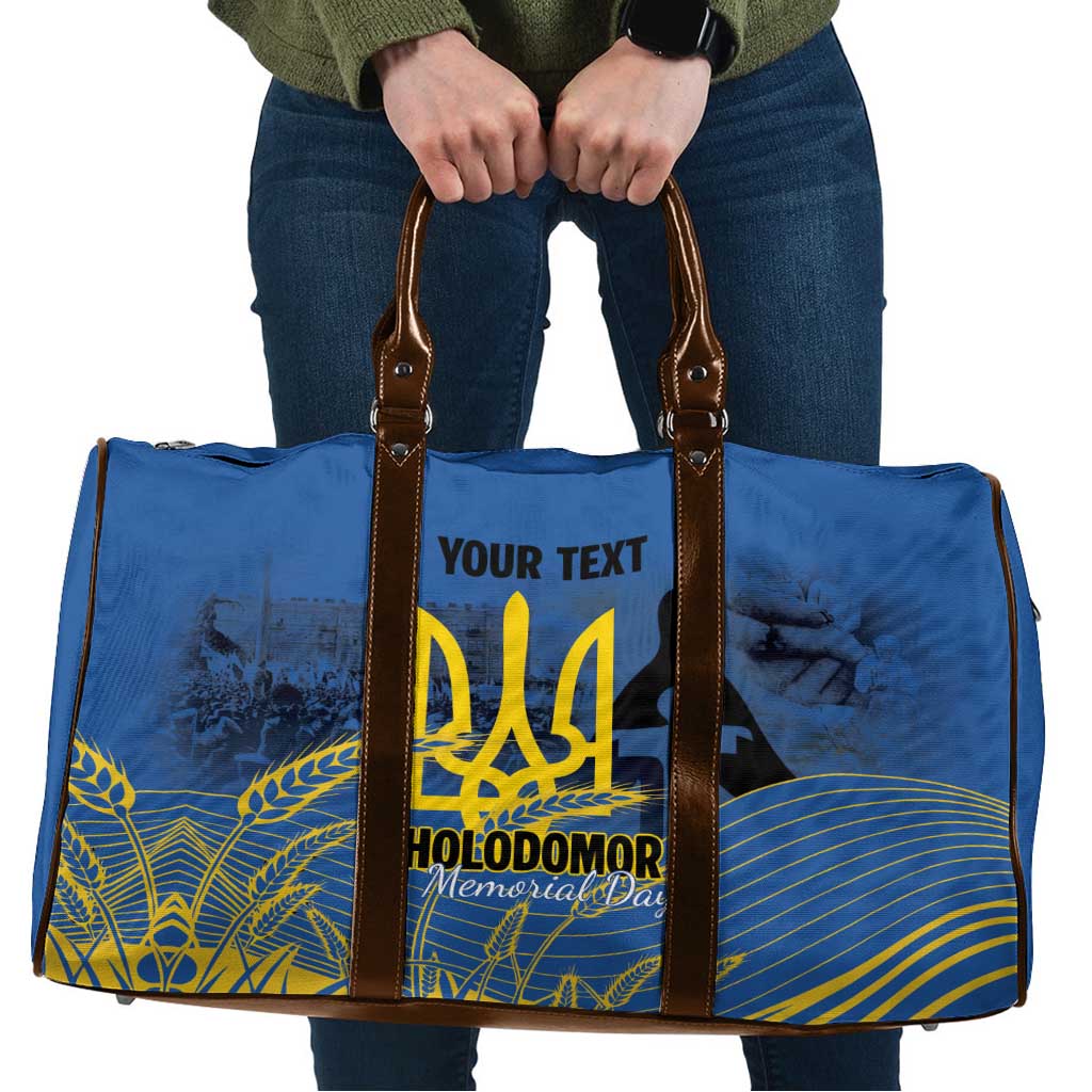 Personalized Holodomor Memorial Day Travel Bag Ukrainian Trident And Wheat Remembrance - Wonder Print Shop