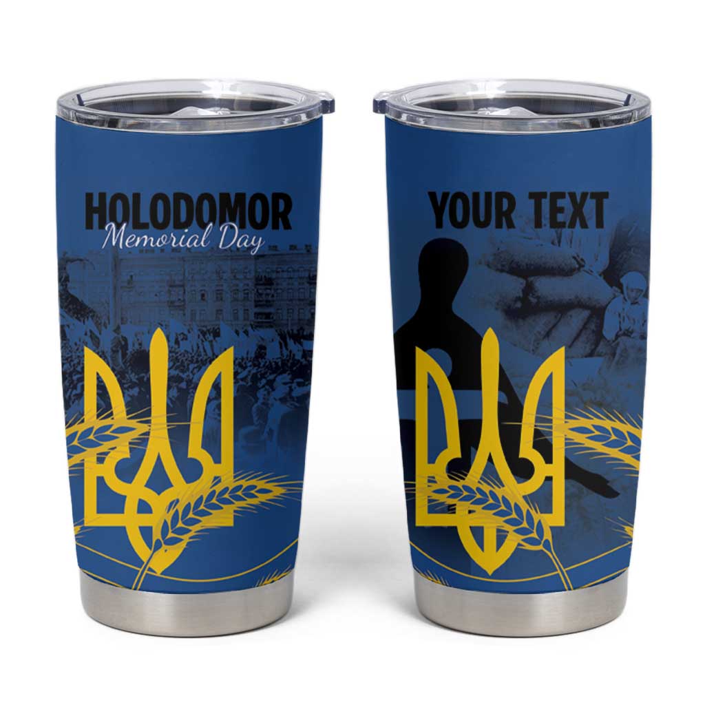 Personalized Holodomor Memorial Day Tumbler Cup Ukrainian Trident And Wheat Remembrance - Wonder Print Shop
