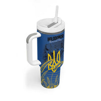 Personalized Holodomor Memorial Day Tumbler With Handle Ukrainian Trident And Wheat Remembrance - Wonder Print Shop