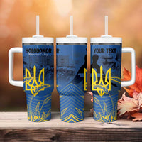 Personalized Holodomor Memorial Day Tumbler With Handle Ukrainian Trident And Wheat Remembrance - Wonder Print Shop