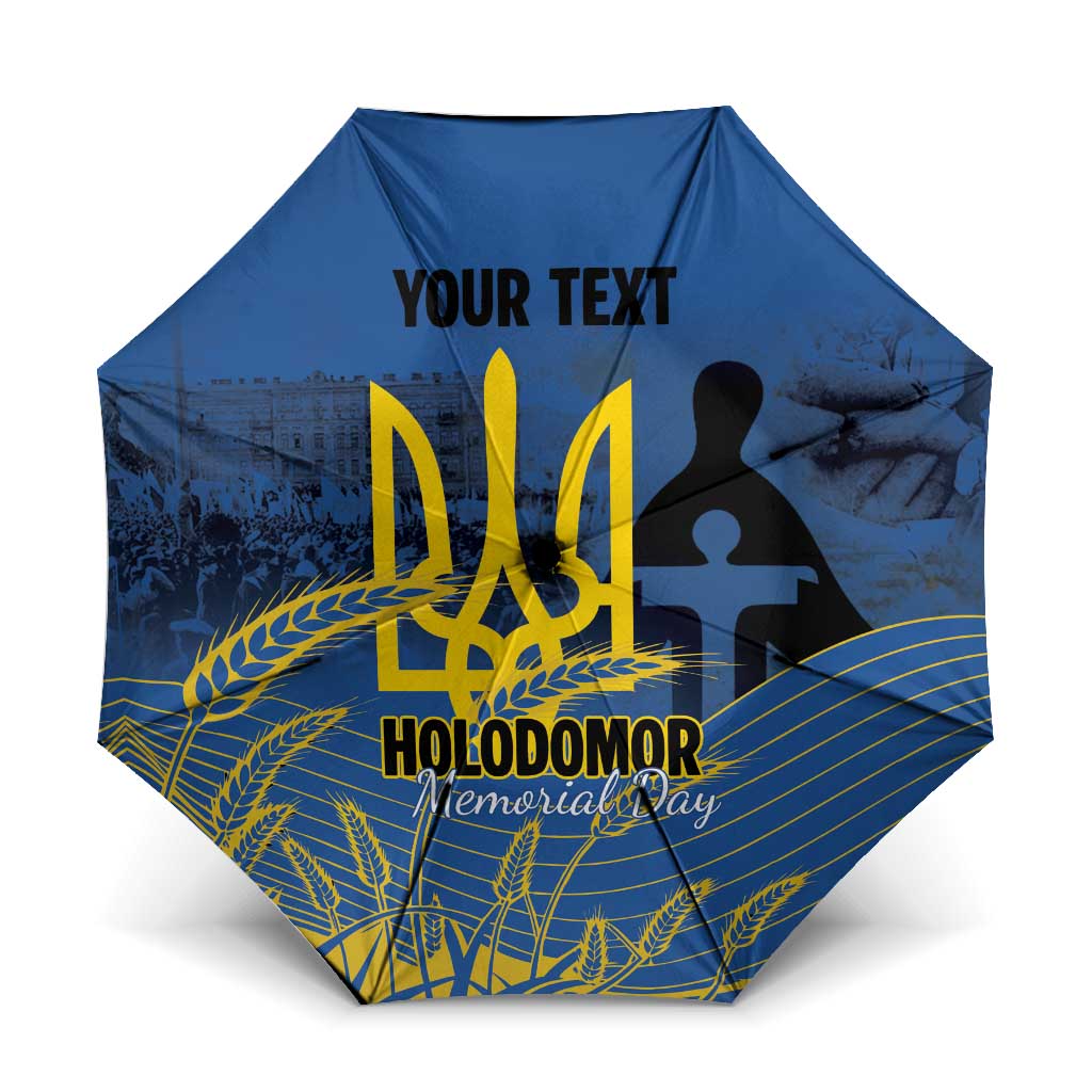 Personalized Holodomor Memorial Day Umbrella Ukrainian Trident And Wheat Remembrance - Wonder Print Shop