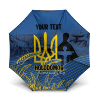 Personalized Holodomor Memorial Day Umbrella Ukrainian Trident And Wheat Remembrance - Wonder Print Shop