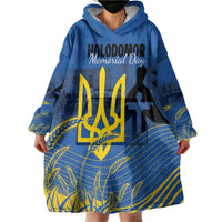 Personalized Holodomor Memorial Day Wearable Blanket Hoodie Ukrainian Trident And Wheat Remembrance - Wonder Print Shop