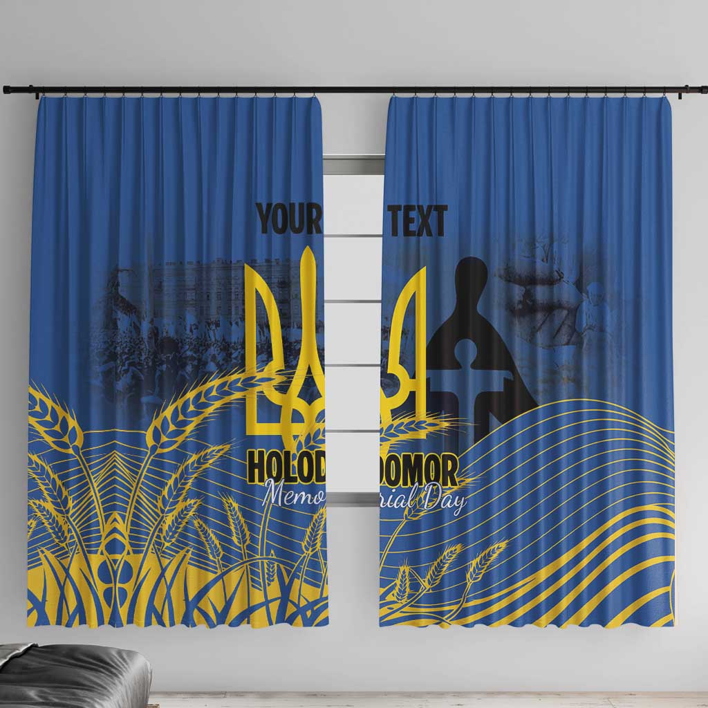 Personalized Holodomor Memorial Day Window Curtain Ukrainian Trident And Wheat Remembrance - Wonder Print Shop