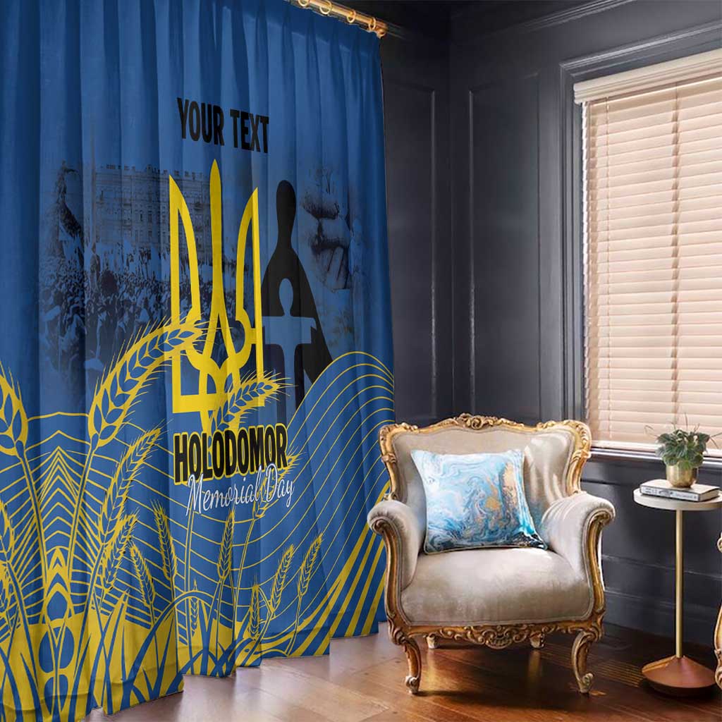 Personalized Holodomor Memorial Day Window Curtain Ukrainian Trident And Wheat Remembrance - Wonder Print Shop