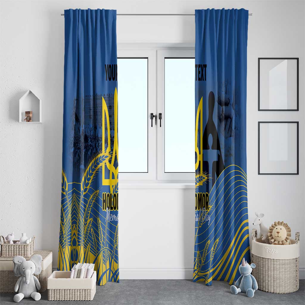 Personalized Holodomor Memorial Day Window Curtain Ukrainian Trident And Wheat Remembrance - Wonder Print Shop