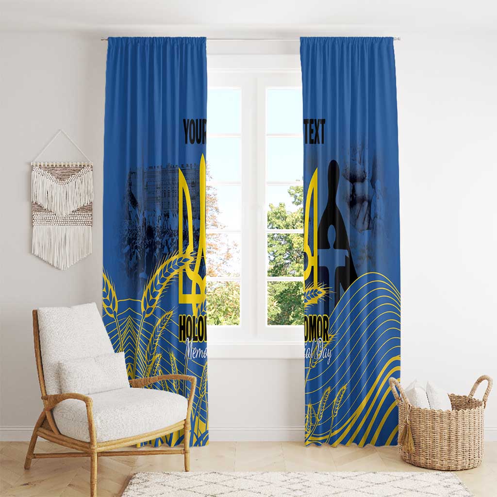 Personalized Holodomor Memorial Day Window Curtain Ukrainian Trident And Wheat Remembrance - Wonder Print Shop