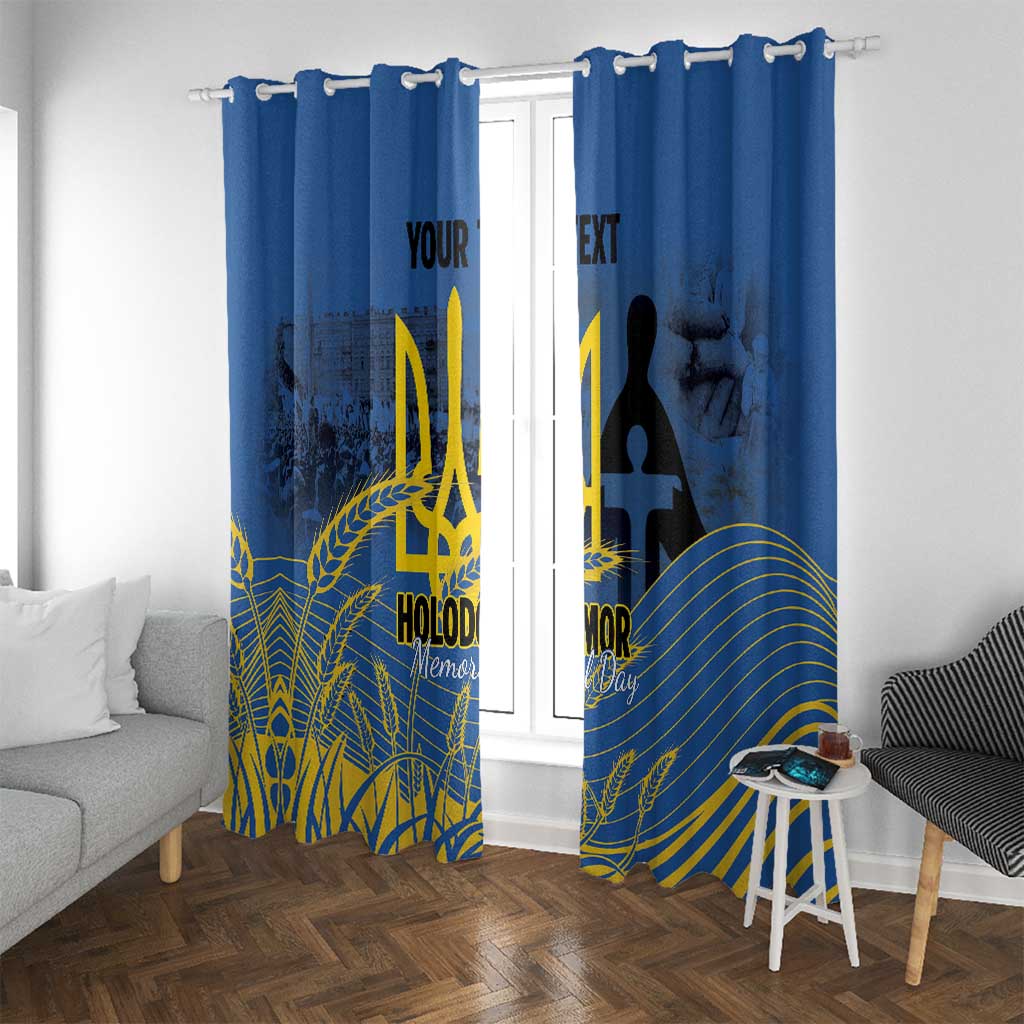 Personalized Holodomor Memorial Day Window Curtain Ukrainian Trident And Wheat Remembrance - Wonder Print Shop