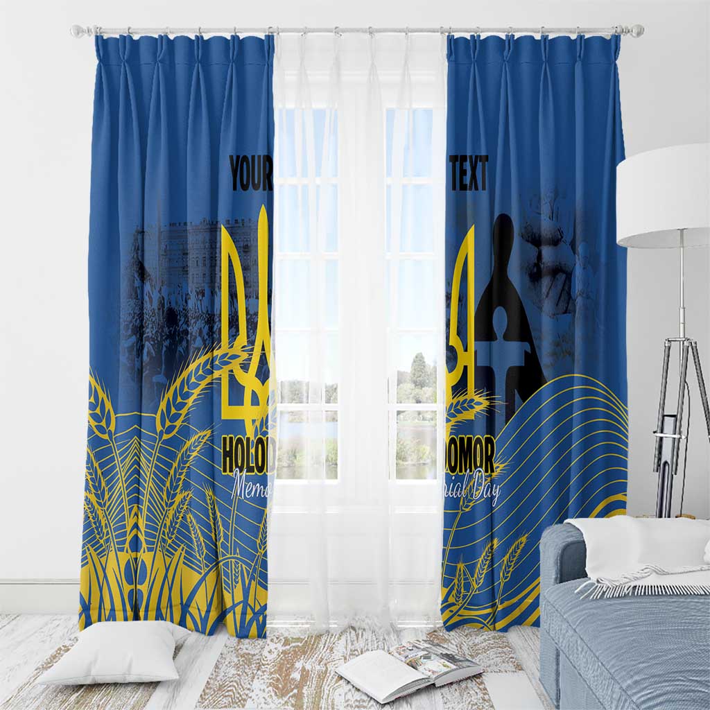 Personalized Holodomor Memorial Day Window Curtain Ukrainian Trident And Wheat Remembrance - Wonder Print Shop