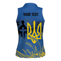 Personalized Holodomor Memorial Day Women Sleeveless Polo Shirt Ukrainian Trident And Wheat Remembrance - Wonder Print Shop