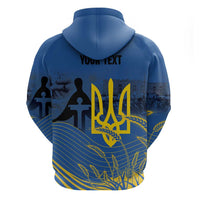 Personalized Holodomor Memorial Day Zip Hoodie Ukrainian Trident And Wheat Remembrance - Wonder Print Shop