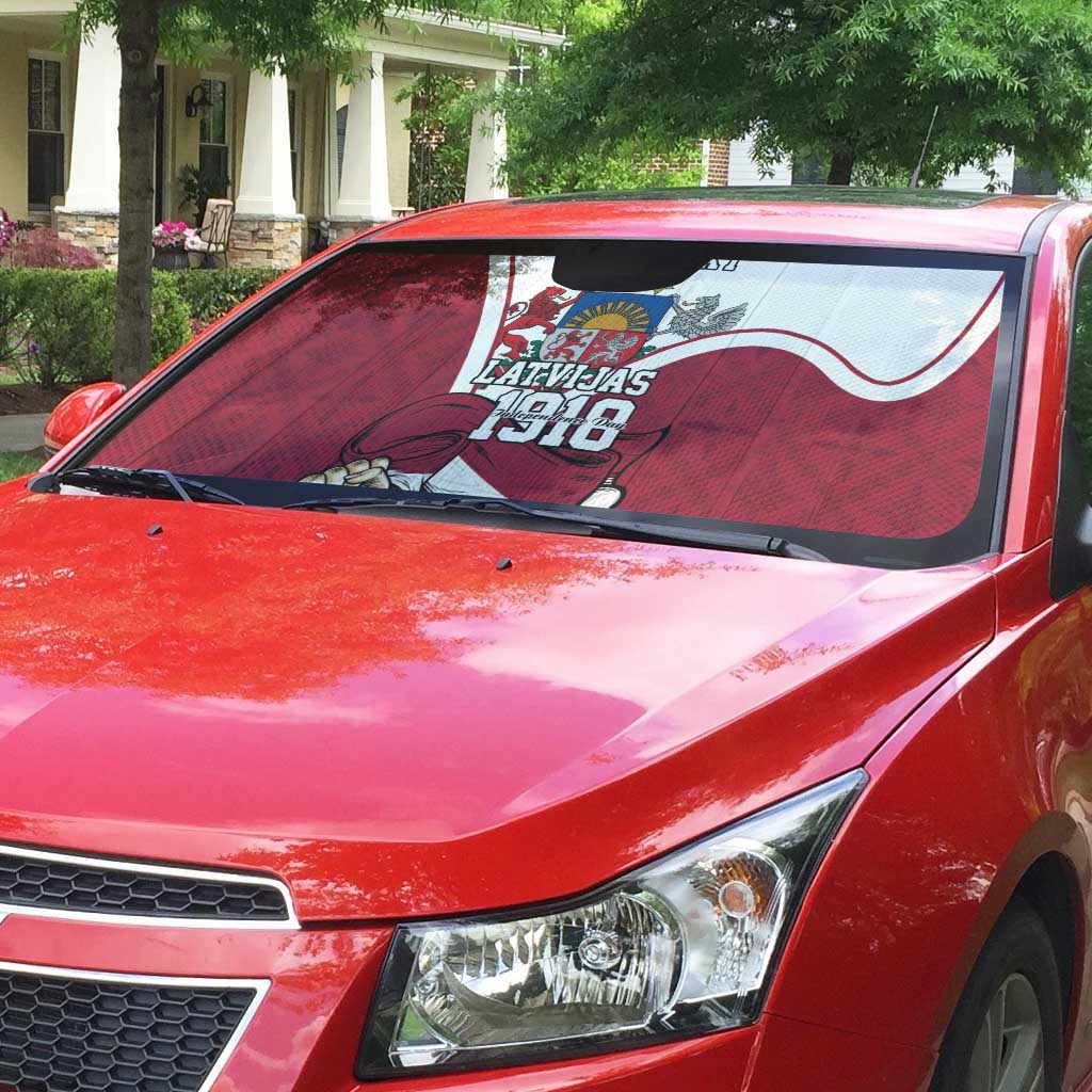 Personalized Latvia Independence Day Auto Sun Shade 18th November 1918 - Wonder Print Shop