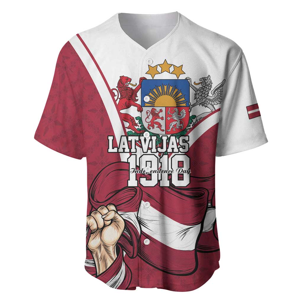 Personalized Latvia Independence Day Baseball Jersey 18th November 1918 - Wonder Print Shop