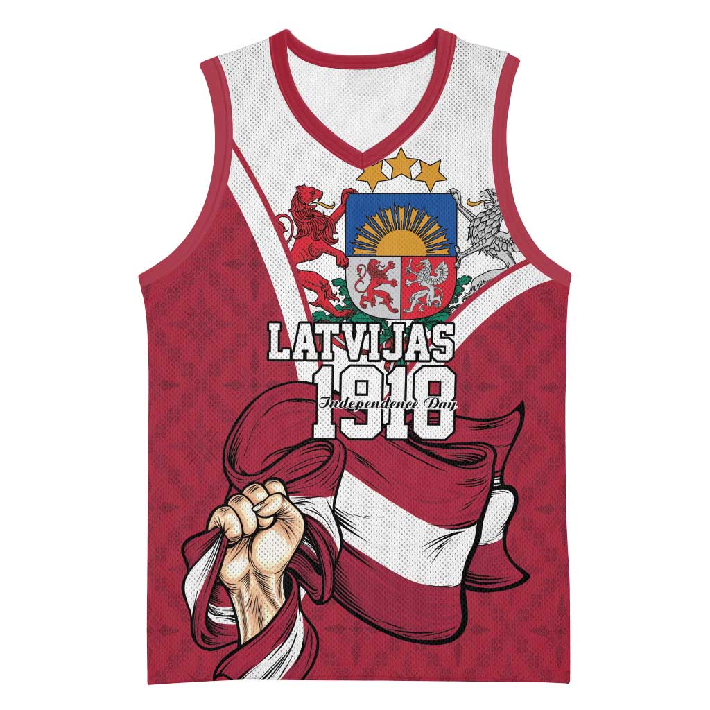 Personalized Latvia Independence Day Basketball Jersey 18th November 1918 - Wonder Print Shop