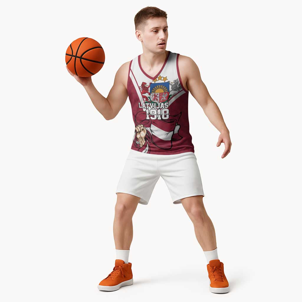 Personalized Latvia Independence Day Basketball Jersey 18th November 1918 - Wonder Print Shop