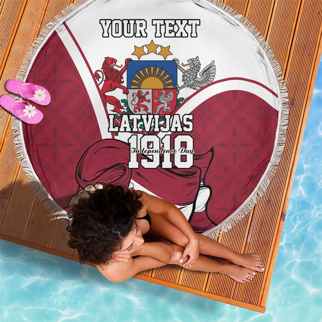 Personalized Latvia Independence Day Beach Blanket 18th November 1918 - Wonder Print Shop