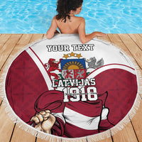 Personalized Latvia Independence Day Beach Blanket 18th November 1918 - Wonder Print Shop