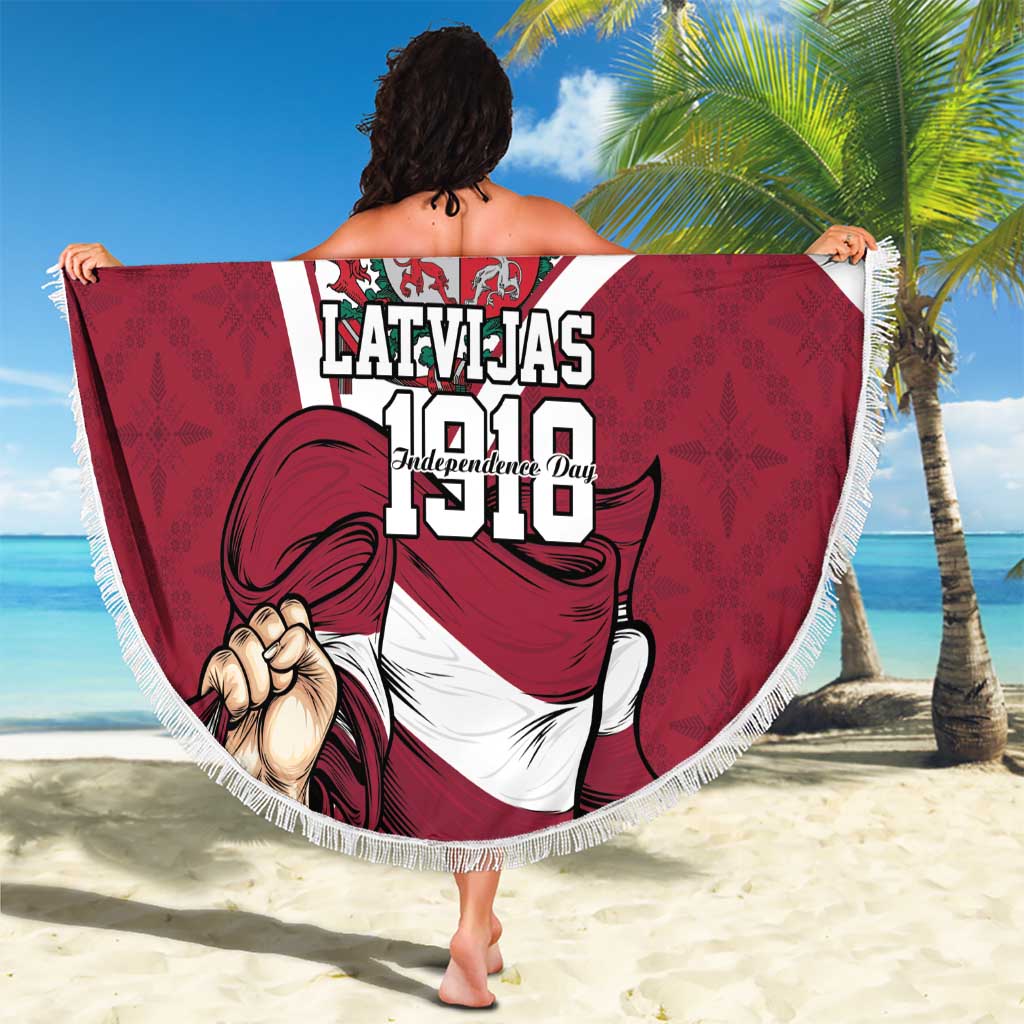 Personalized Latvia Independence Day Beach Blanket 18th November 1918 - Wonder Print Shop