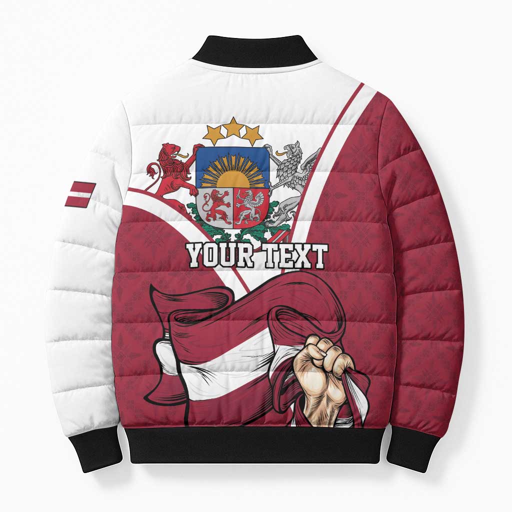 Personalized Latvia Independence Day Bomber Puffer Jacket 18th November 1918 - Wonder Print Shop