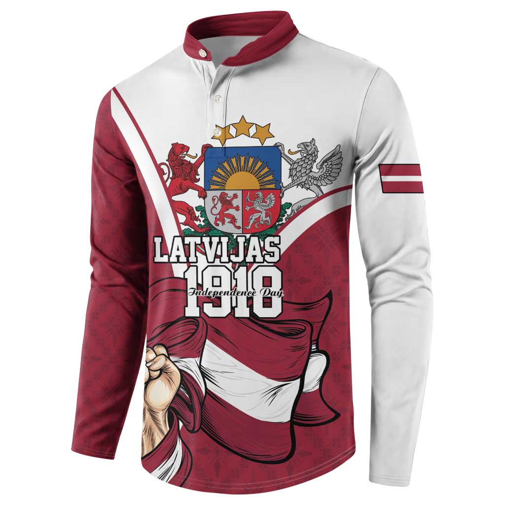 Personalized Latvia Independence Day Button Sweatshirt 18th November 1918 - Wonder Print Shop