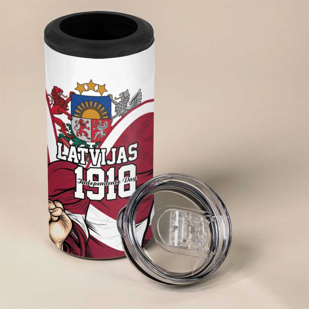 Personalized Latvia Independence Day 4 in 1 Can Cooler Tumbler 18th November 1918 - Wonder Print Shop