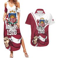 Personalized Latvia Independence Day Couples Matching Summer Maxi Dress and Hawaiian Shirt 18th November 1918 - Wonder Print Shop